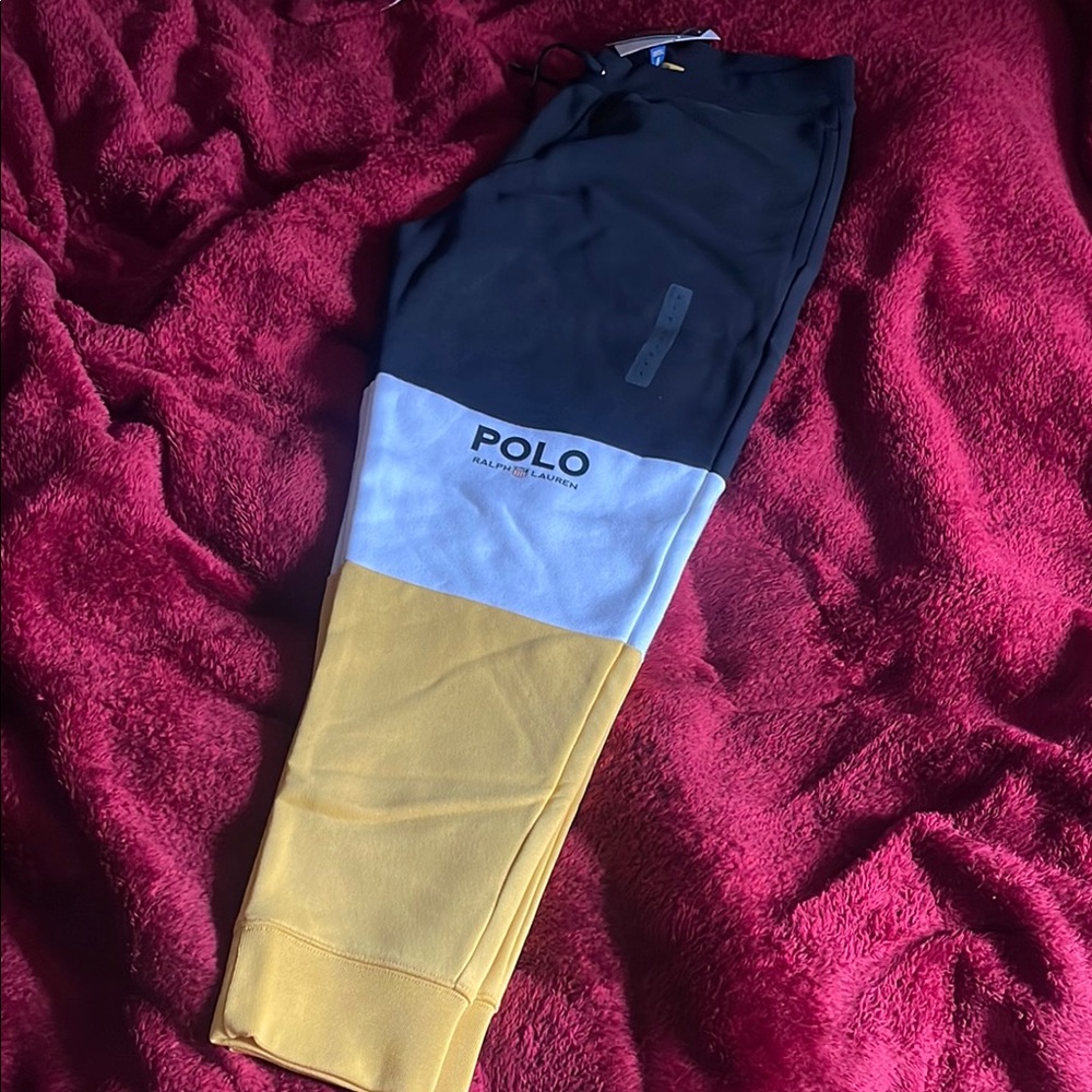 Polo by Ralph Lauren Men’s Colorblock Joggers - Black, White, Yellow - Picture 4 of 4